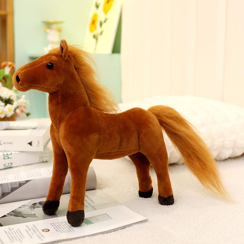 Реалистичная плюшевая игрушка Жеребенок Белая лошадь Черная лошадь Потная кровь BMW Детская плюшевая игрушка Украшения Тысячемильная лошадь Кукла