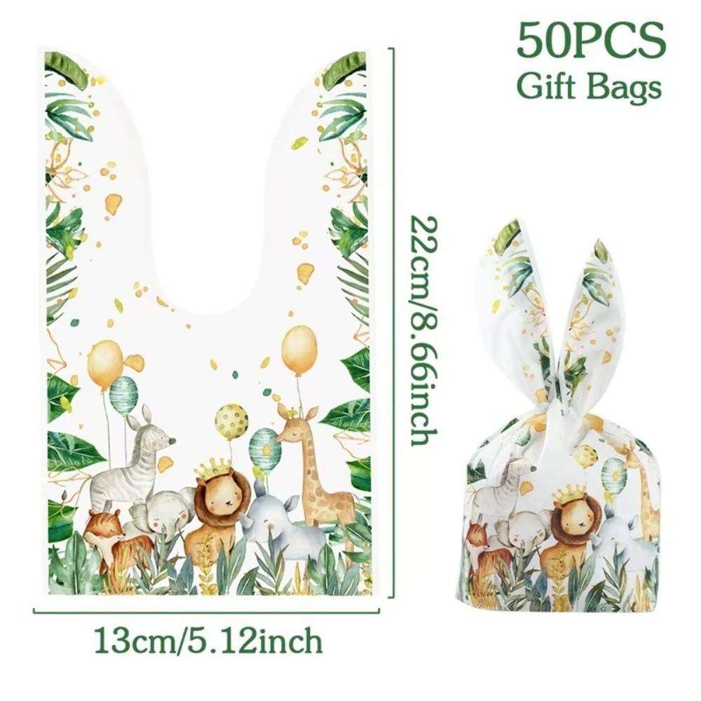 50Pcs Plastic Rabbit Ear Bags Party Favors Gift Packaging Bag Snack Packing Supplies Easter Party