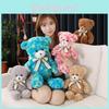 Bow Colorful Ribbon Teddy Bear Plush Toy Stuffed Animal Doll Decoration Gift