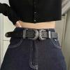 Wide Carved Buckle Belt American Style PU Vintage Waistband Fashion Double Buckle Waist Belt  Women