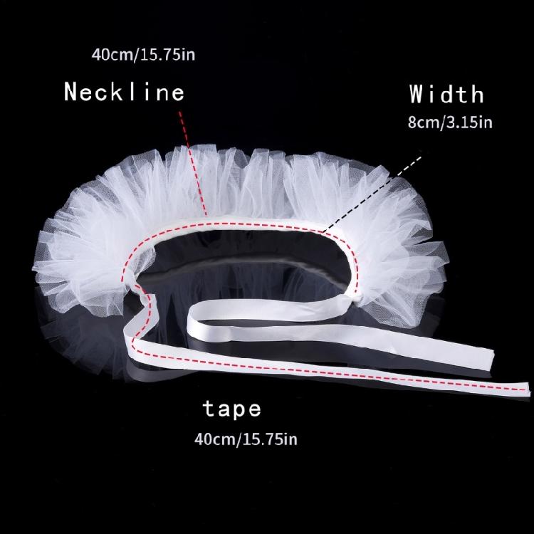 Vintage Renaissances Ruffled Mesh False Collar Victorian Gothic Neck Ruff Shawl Scarf Costume Cosplay Props for Women