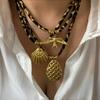 Личность Нержавеющая сталь Леопардовый полиэстер Цветок Сердце Солнце Капля Ожерелье воротник 18K PVD Покрытие Популярный подарок ювелирные изделия