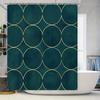 Modern Green Gold Circle Shower Curtain For Bathroom Decor Waterproof Fabric, Easy Installation Kit Included