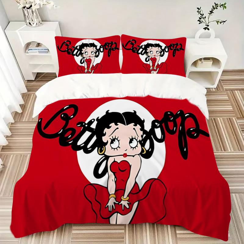 Betty Boop Iconic Cartoon Print 3Pcs Bedding Setduvet Cover With 2 Bedropillowcase Home Birthday Gift