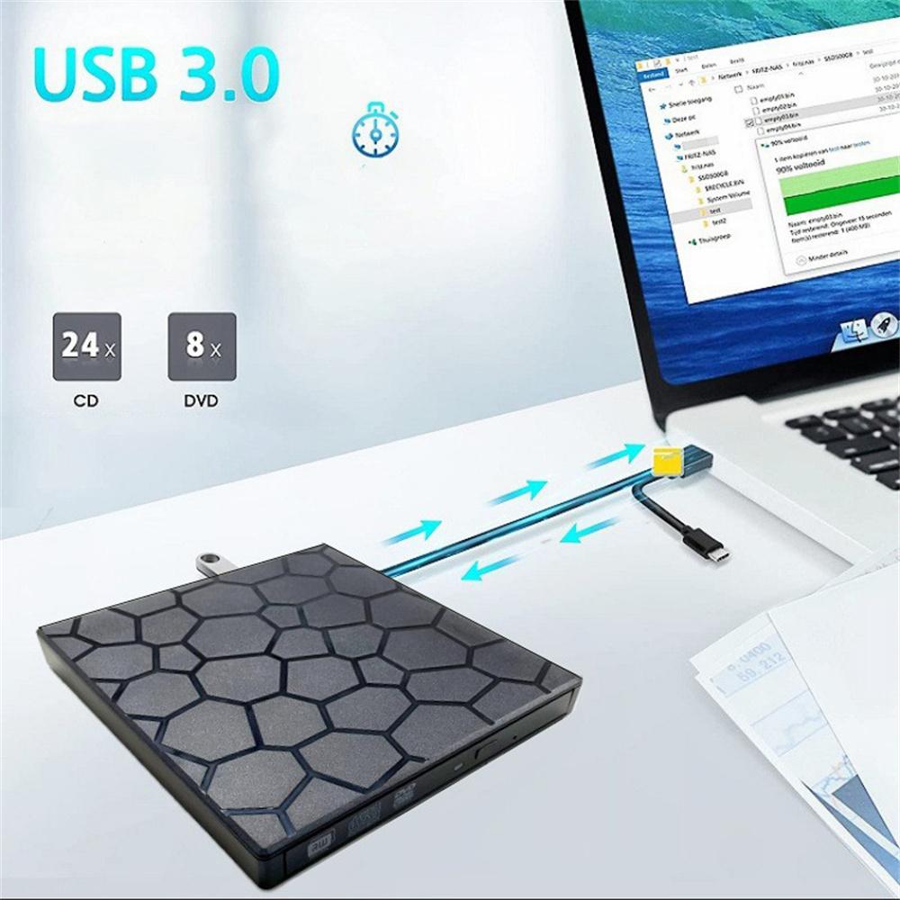 External CD DVD Drive USB 3.0 Writer Burner Reader Player For Windows 7/8/10/11