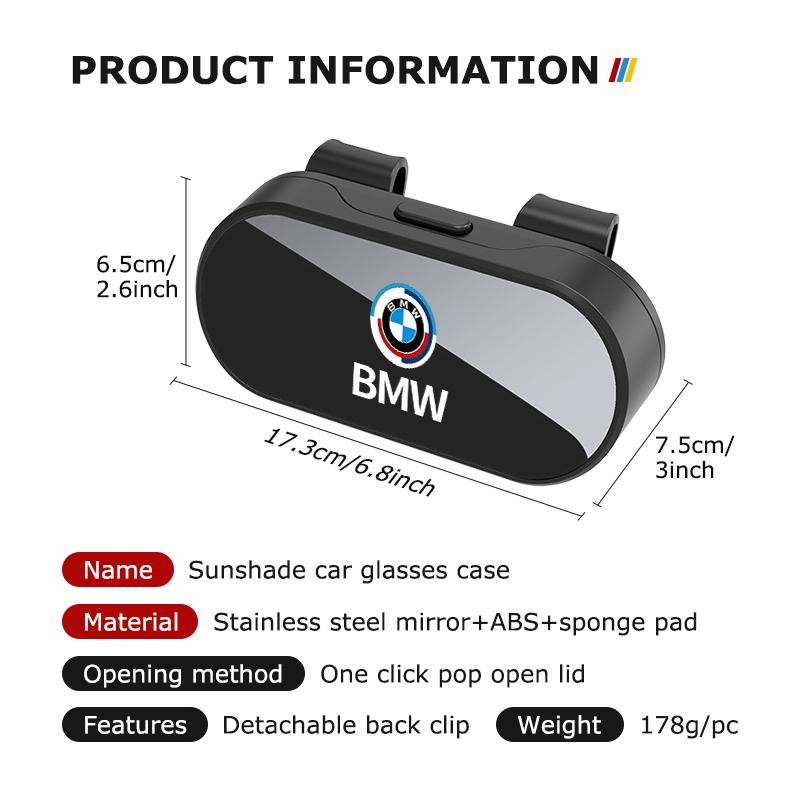 YMZP2 Universal Car Sun Visor Glasses Box Auto Storage Sunglasses Holder For BMW 1 3 4 5 6 7 Series M X1 X3 Performance Alpina G20 F20