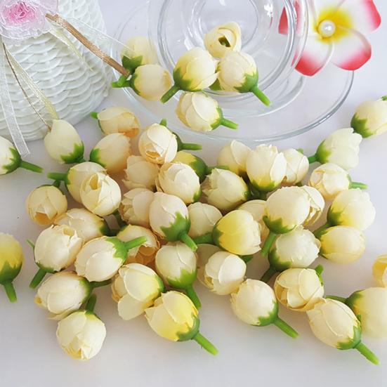 50шт 2см поддельные розы бутон искусственный цветок свадебный букет невесты DIY декор партии