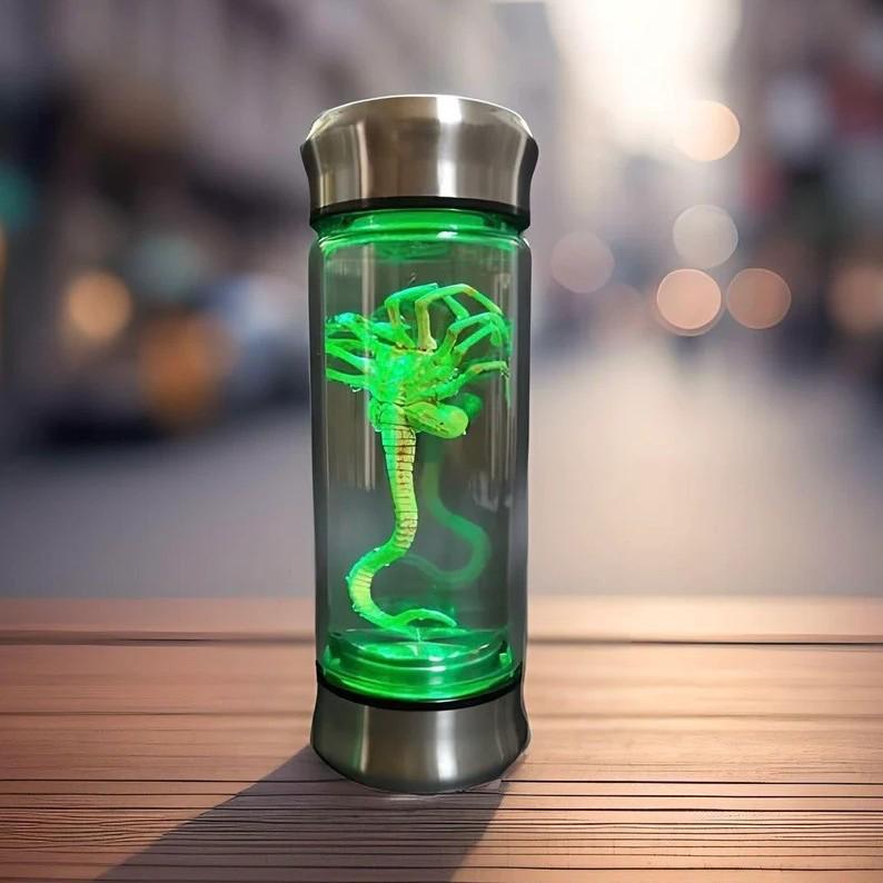 Xenomorph Facehugger Embryo Glowing Jar Movie Prop Replica Decor