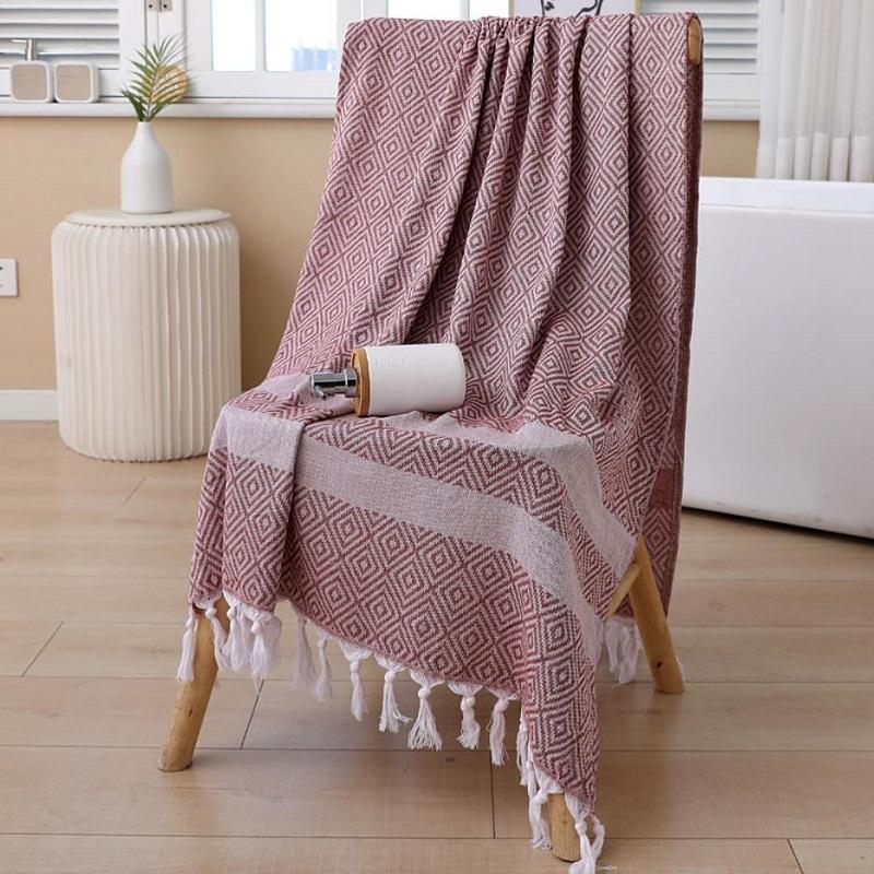 1 шт. хлопковое тканое полотенце, мягкое полотенце для душа, быстросохнущее полотенце для купания, коврик для ванной, пляжное полотенце, дорожное одеяло 39,37*70,87 дюймов