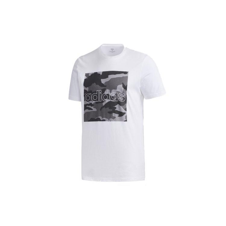 Adidas T Shirts Men's White Crew Neck Moderate Straight Fit FM6102