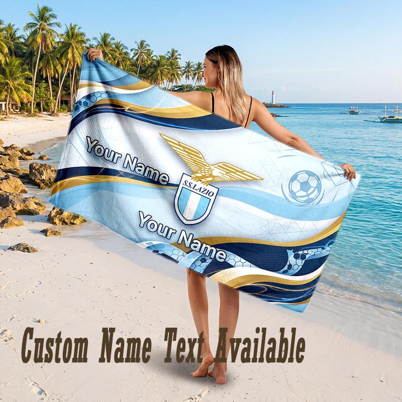 Lazio FC Design Beach Towel Custom Text Large Towel for Beach Vacation