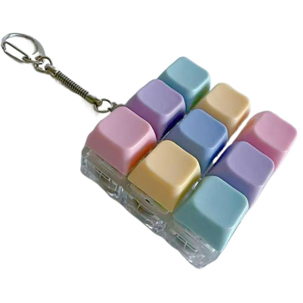Clear Clicker Decompression Fidget Keychain Colorful Keycap Button Finger Clicker Toys Boys Girls