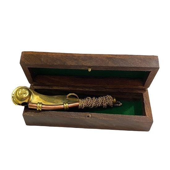 Латунный, медный боцманский свисток с деревянной коробкой, боцманская трубка для вызова, морской морякский свисток, подарок