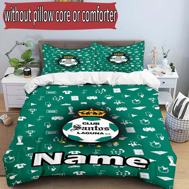 3pcs Duvet Cover Set (1*Duvet Cover + 2*Pillowcase, Without Core), Custom Name Club Santos Laguna Pattern Bedding Set, Home Bedroom Decor Gift