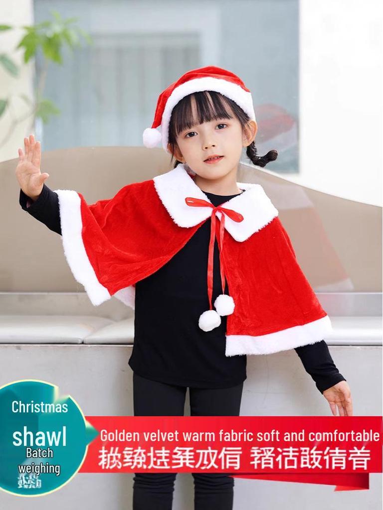 Gold Velvet Christmas Cloak for Adults and Kids - Perfect for Holiday Decorations