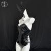 Sexy sex clothes open gear free sex underwear mirror patent leather one-piece bunny girl nightclub uniform hidden button