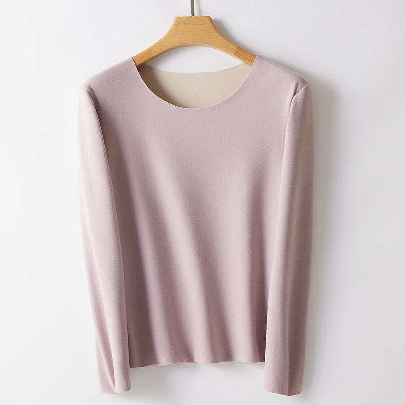 Женское немецкое бархатное бесшовное термобелье: Самонагревающаяся, теплая рубашка из плотного бархата с длинным рукавом для осени/зимы, большой размер.