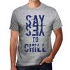 Мужская винтажная футболка Футболка с рисунком Say Yes to CHILL Серый меланж