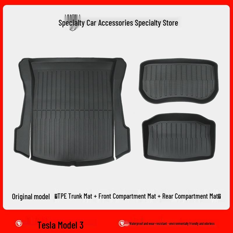 Tesla Model 3 Trunk & Frunk All-Weather Mat Set - Non-Slip, Wear-Resistant, Eco-Friendly.