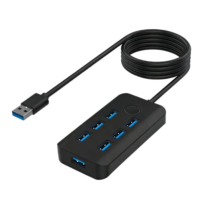 Compactly USB3.0 Dock USB Splitter With Lock Button Support 7 Devices Simultaneous Connection 5Gbps