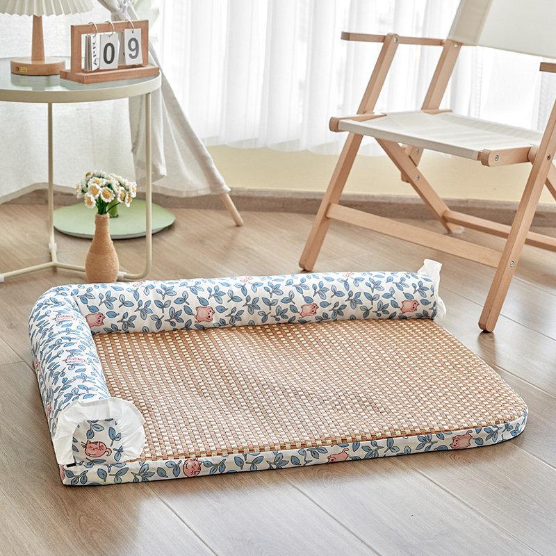 Кошачье гнездо весной и летом Прохладный коврик для домашних животных Кровать для собак Диван-кровать Коврик для сна Собачья будка Четыре сезона Универсальная будка для домашних животных