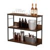 Kitchen Island, Kitchen Storage Table with Metal Frame, 2 Tiers Kitchen Work Table, H-shaped Structure Heavy Duty Household Organizer, Rustic Brown