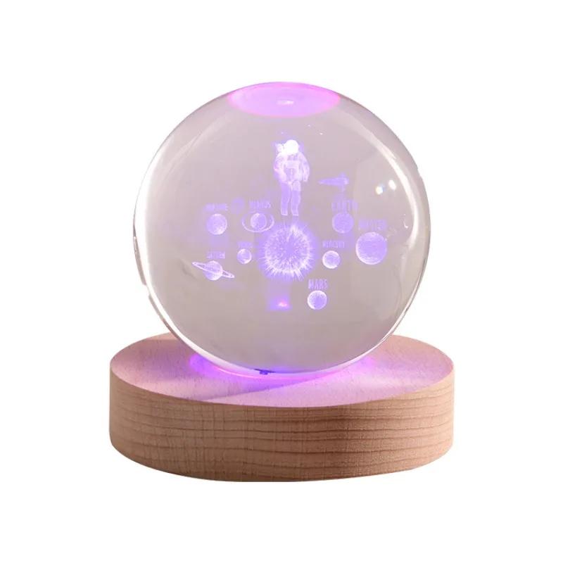 3D Кристальный шар Кристальная планета Лазерная гравировка Глобус Солнечной системы Астрономический подарок Подарок на день рождения Стеклянная сфера Украшение Кристалл