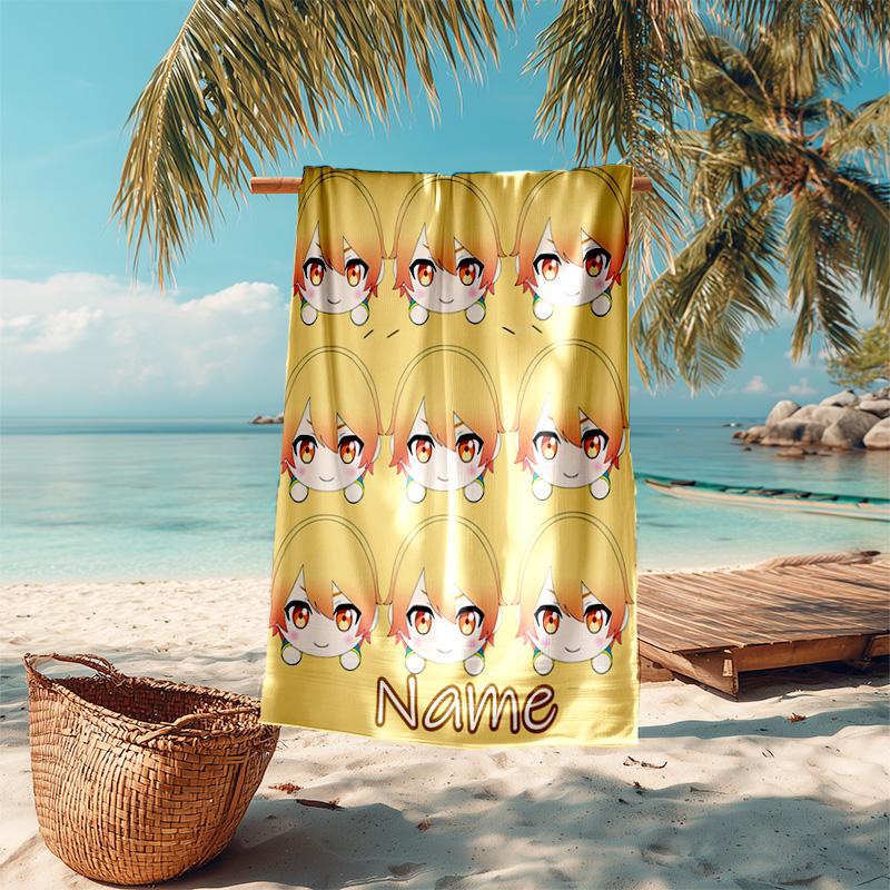 Personalized customized proof beach towel with Tsukasa Tenma pattern - soft, absorbent,quick-drying,perfect swimming,camping&bathing