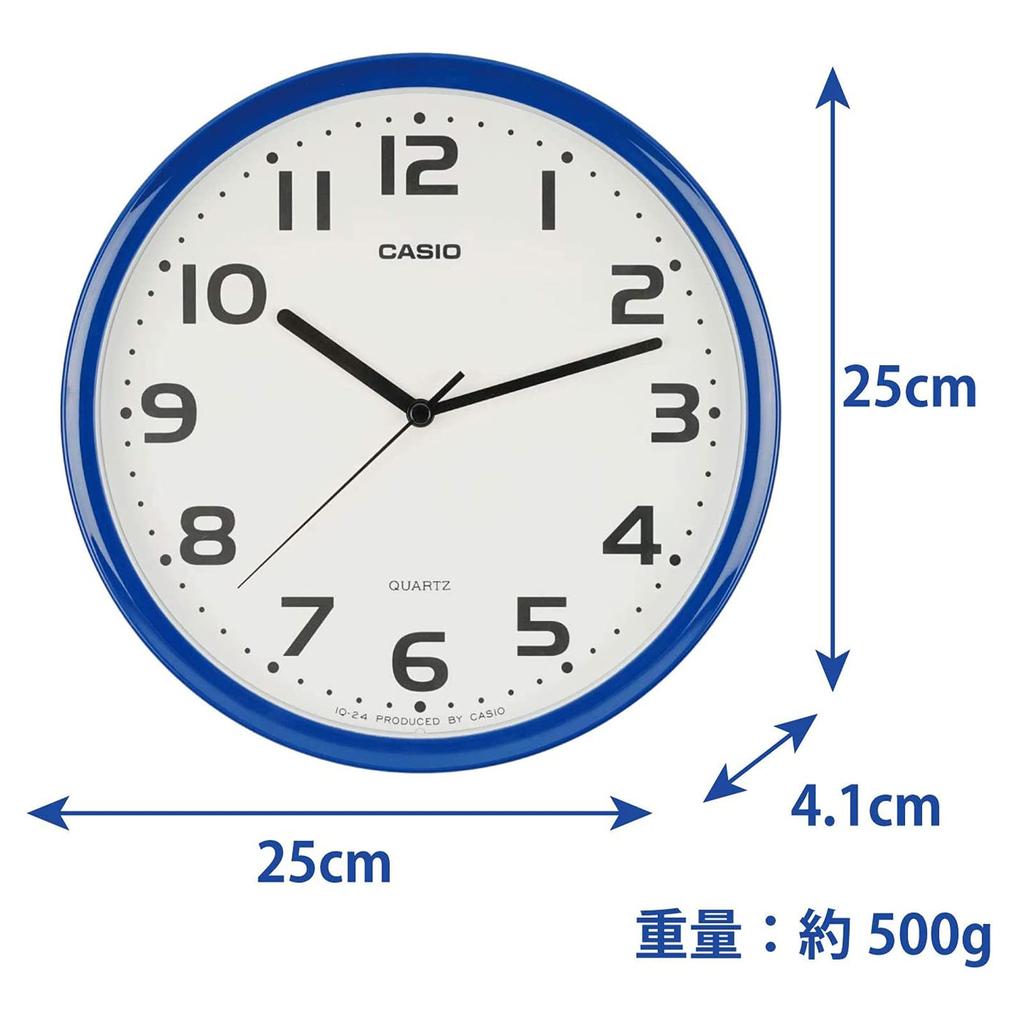 CASIO Wall Step Second Simple Clock, Blue, Analog, Standard, Hand, Design, IQ-24-2JF