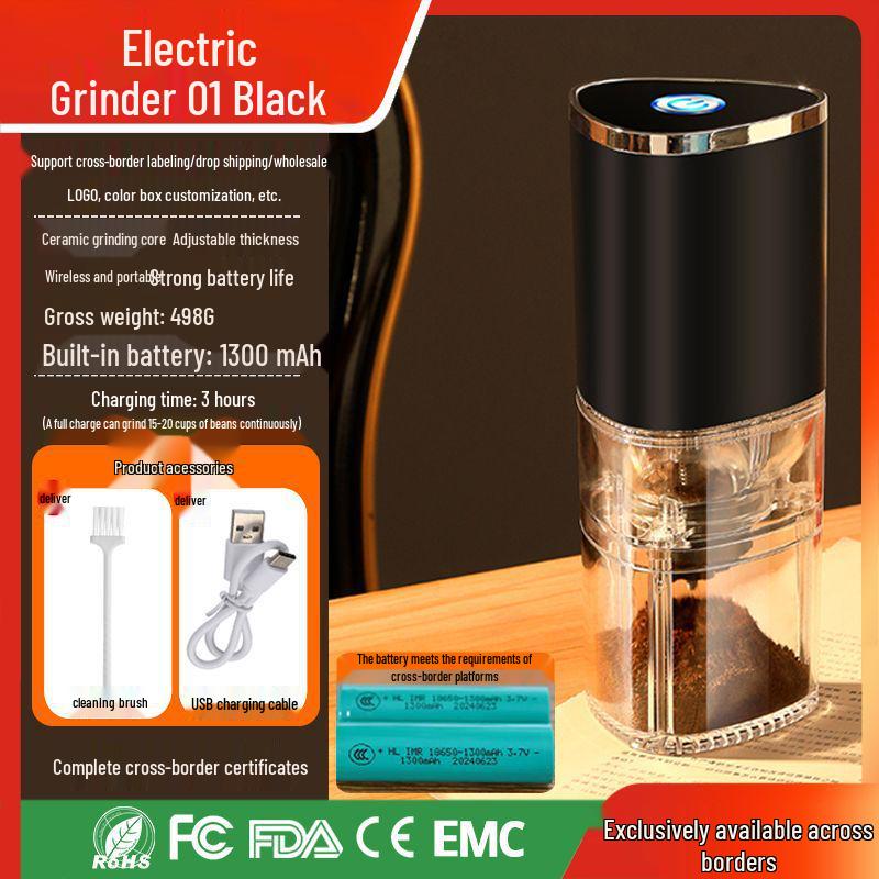 Wireless Portable Coffee Grinder with External Adjustment for Camping, Hand Drip, and Espresso