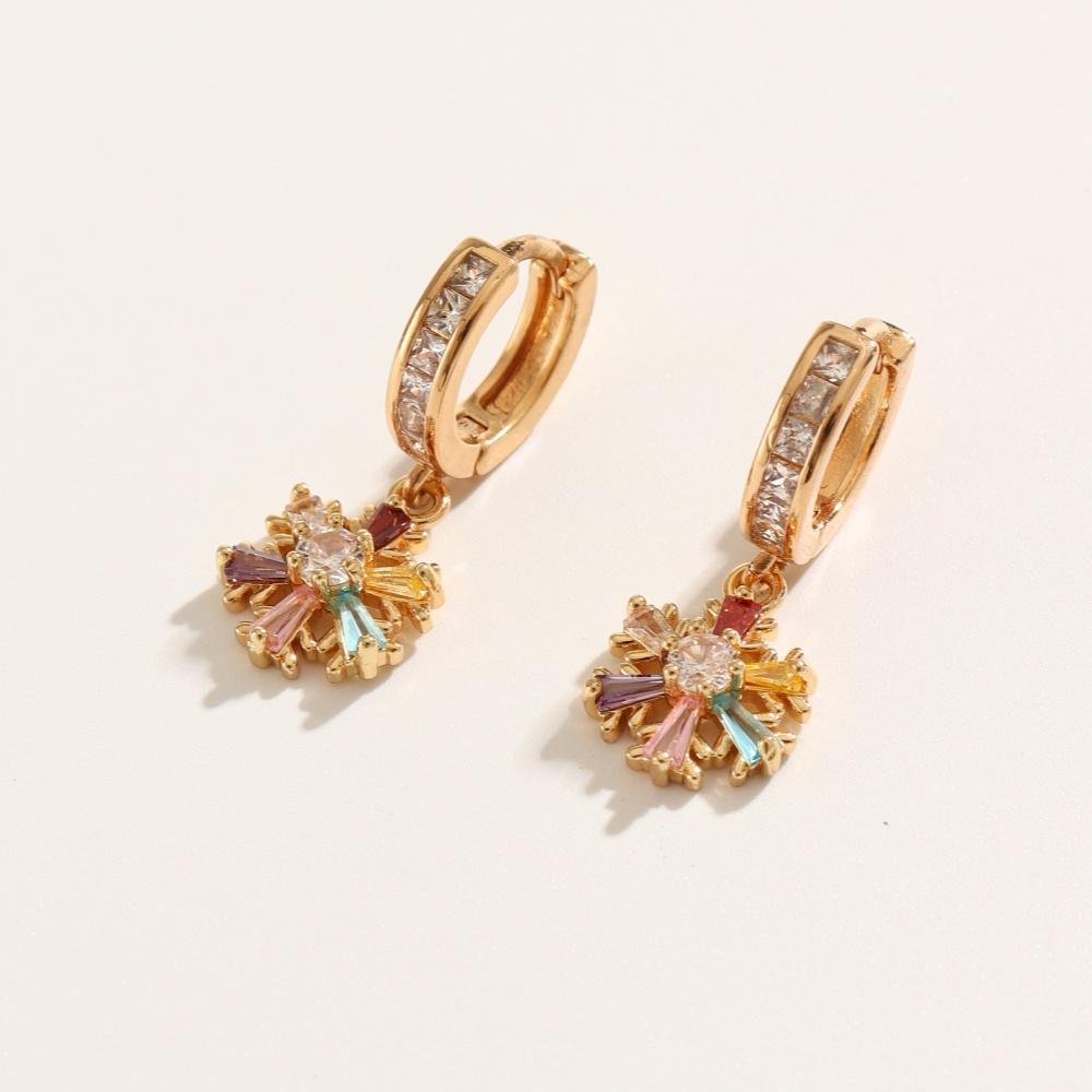 1 пара модных красочных серег-подвесок со снежинками и цирконием для женщин, золотые серьги, ювелирные изделия, аксессуары для свадебной вечеринки