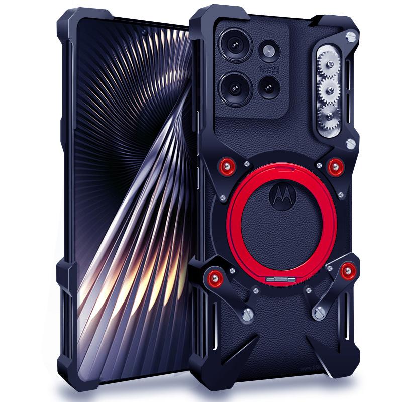 Magnetic Metal Bumper for Moto Edge 50 Fusion,X50 Ultra,S50 Neo,Moto G85 Case Rimless 360 Degree Rotation Holder with Lens Cover