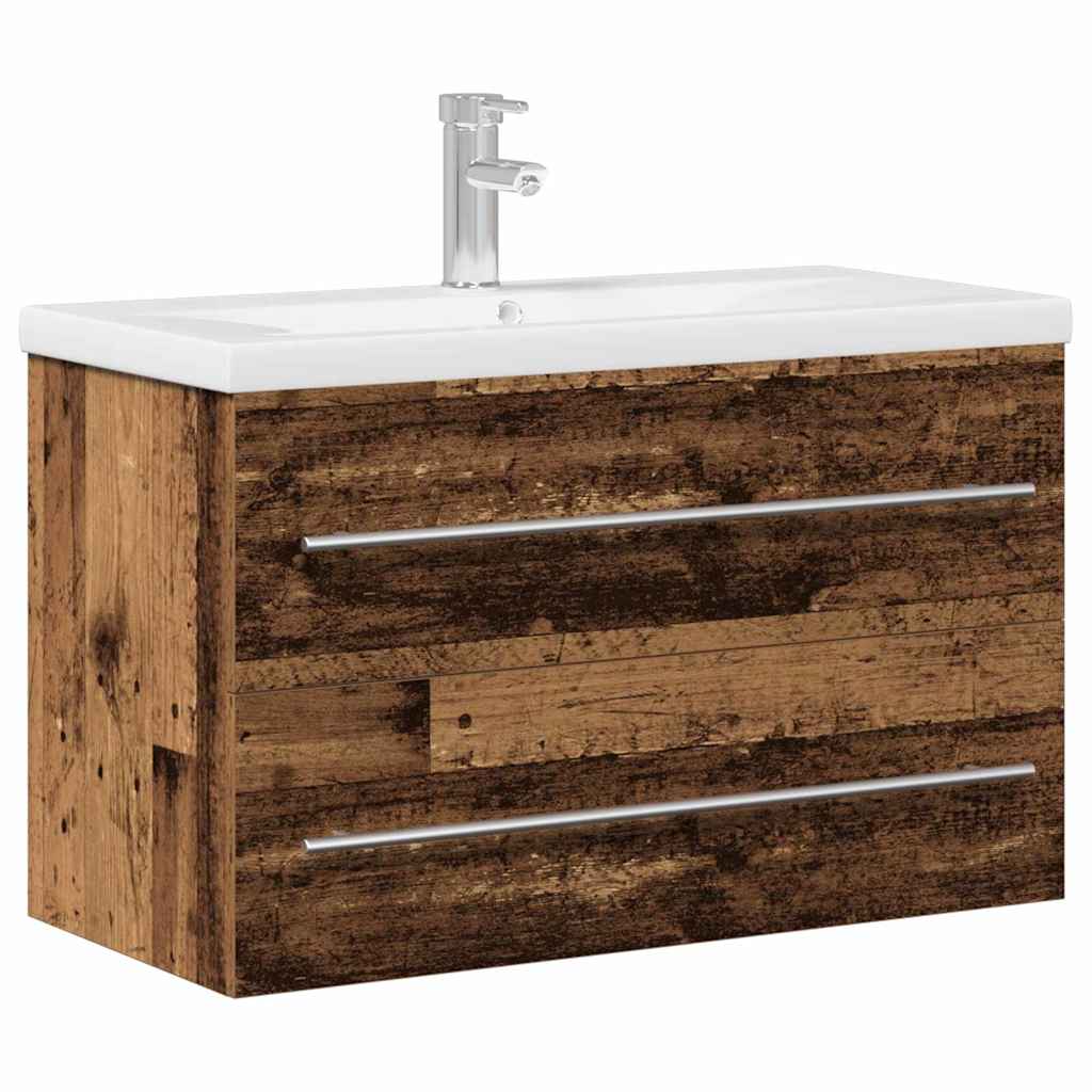 Washbasin Cabinet with Drawers Rustic Wood Look 80 x 38.5 x 48 cm