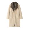 Faux Fur Long Trench Coat for Women Reversible Fuzzy Fleece Sherpa Lined Jackets Winter Furry Trimmed Casual Overcoat
