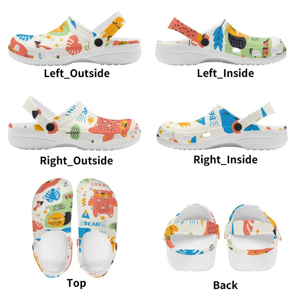 White Printed EVA Clogs Slippers Men Women Comfortable Breathable Slip On Casual Sandals Lightweight Soft Sole Summer Daily Wear
