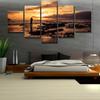 HD Печать Модульная 5 шт. Восход Рыбалка Картина Холст Настенная картина Картина Домашнее украшение Гостиная Холст Картина Без рамки