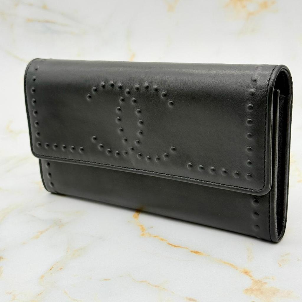 Used 【Beautiful Condition】 CHANEL Chanel Studded Coco Mark Long Wallet