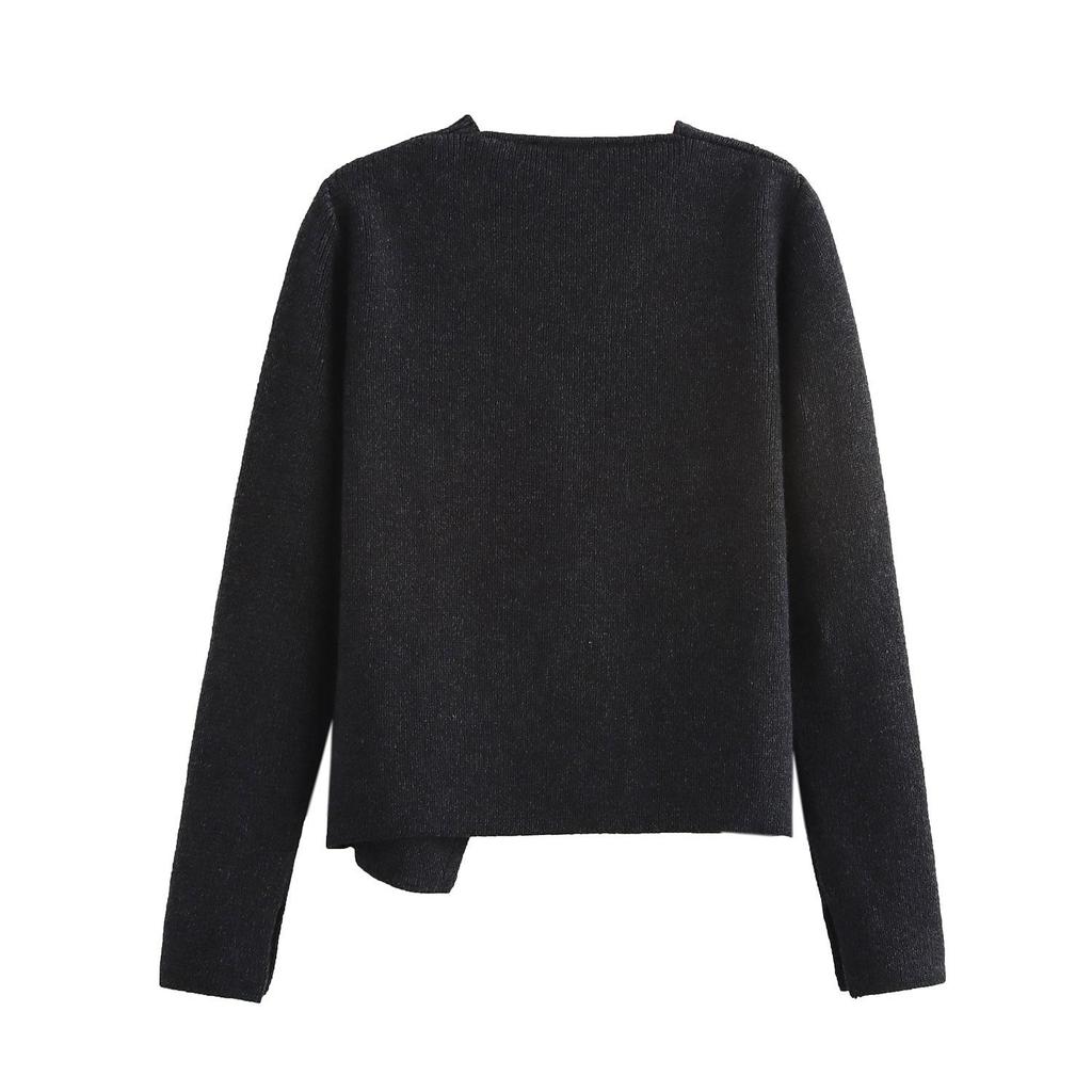 Элегантный вязаный кардиган с V-образным вырезом и двубортной застежкой - Женская мода осень/зима