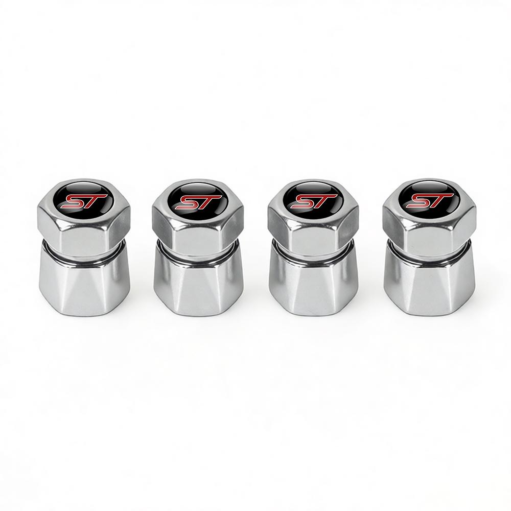AJR1 4Pcs Car Metal Wheel Tyre Valve Caps Stem Covers For Ford Focus Kuga Mondeo Ranger Fiesta Mustang ST Shelby Fusion Edge Escape