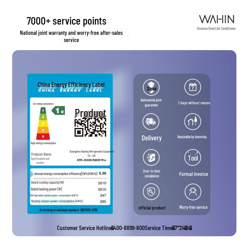Инверторный кондиционер Midea Wah Ling KFR-35GW/N8HE1Pro, вилка CN (адаптер в комплекте)