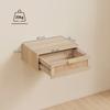 Set of 2 Floating Nightstands, Rattan Drawer, 40x30x15 cm, Natural