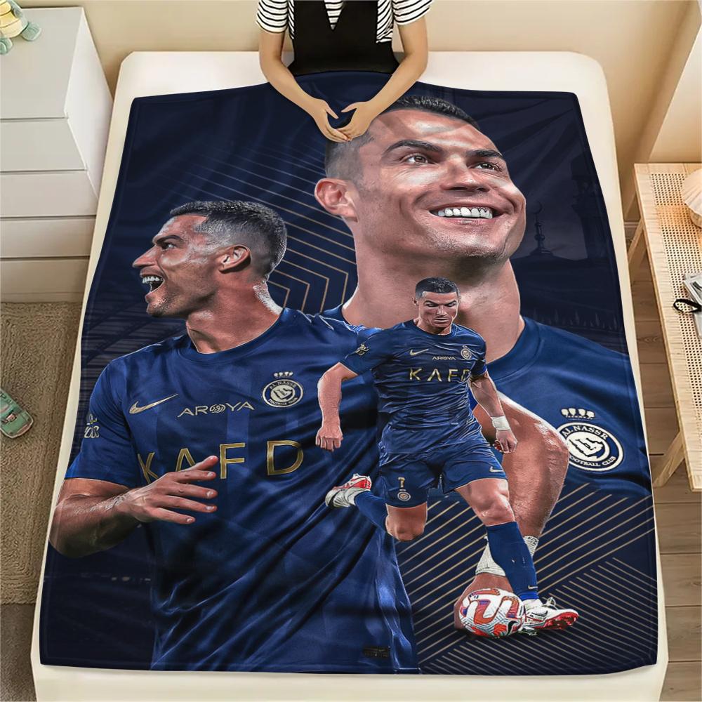 1Pc C Ronaldo Print Flannel Blanket, High quality Comfortable for All Seasons, Home Decor, Warmth and Comfort, Perfect for Christmas GiftS