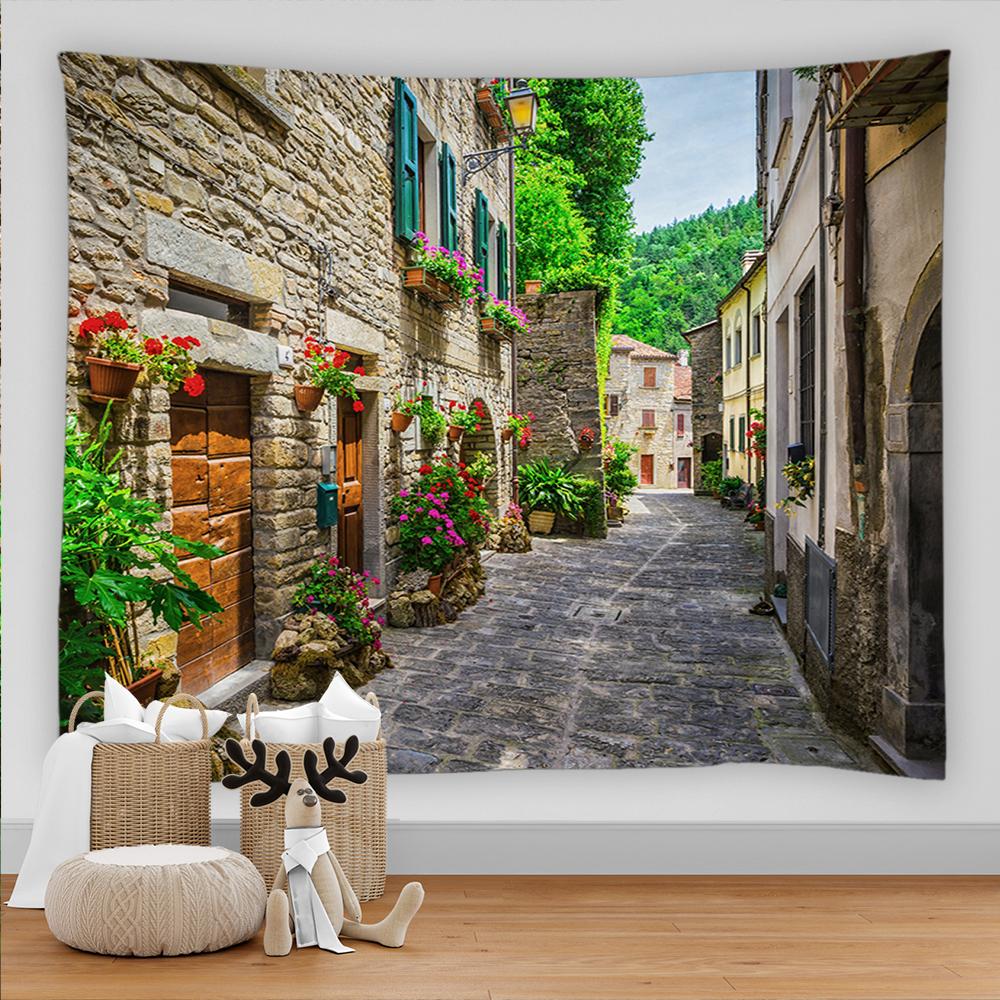 Гобелен Идиллический садовый пейзаж Гобелен Настенный декор для спальни Настенный домашний декор