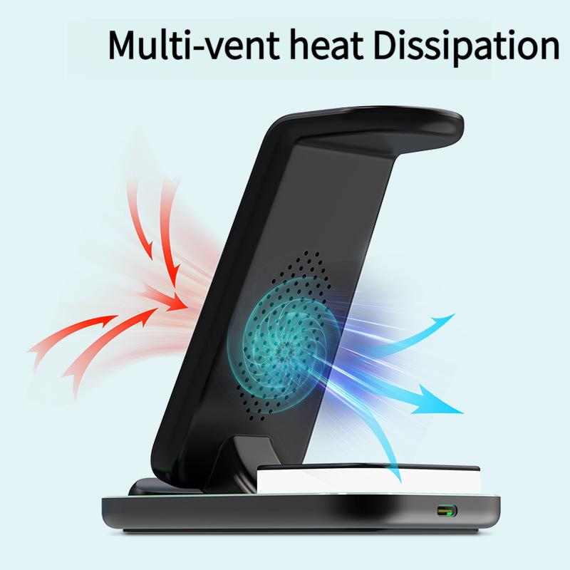3 in 1 Wireless Charger Stand for iPhone 17 16 15 14 13 12 Pro Max Magnetic Charging Dock for Apple Watch AirPods 15W Fast Charging Desktop Stand