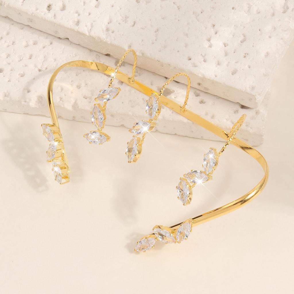 Модный открытый браслет из листьев циркония для женщин, праздничный подарок, блестящие бриллианты, регулируемые аксессуары для рук