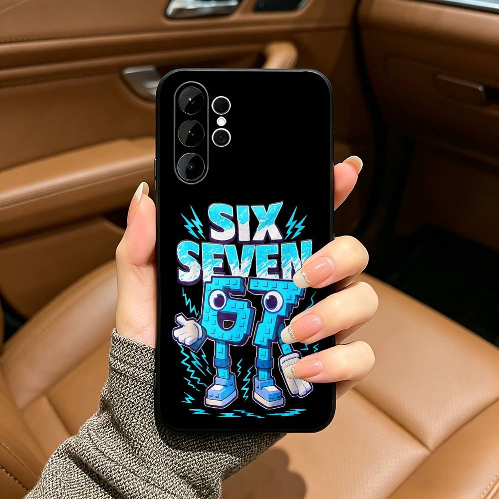 Чехол Brainrot Six Seven из мягкого силикона для Samsung S25, S24, S21, S22, S23, S30, Ultra, S20, Plus, FE, Lite-Черный