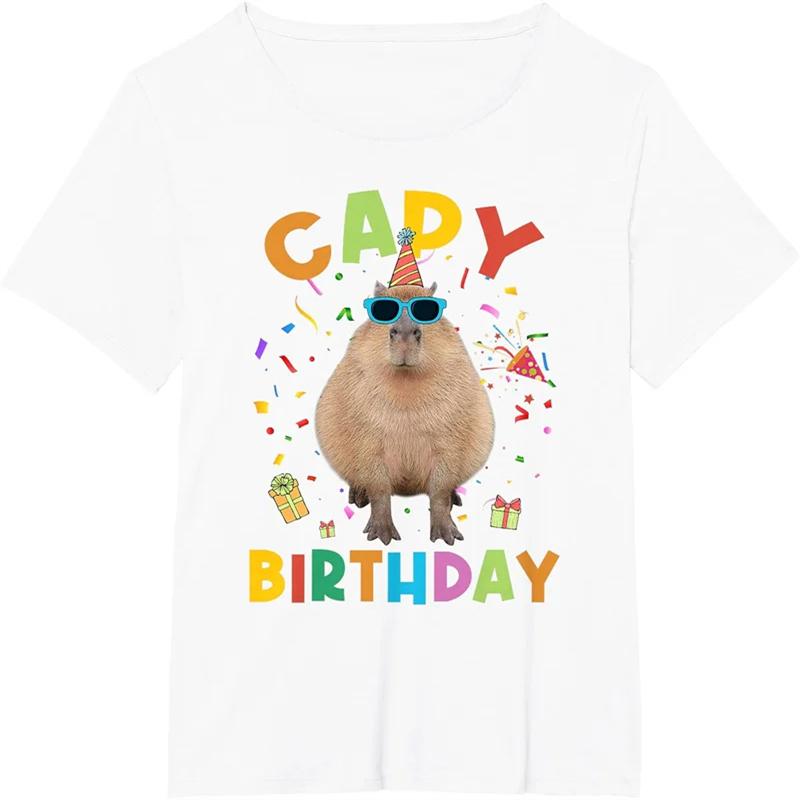 Cute Capybara Pattern T Shirts Funny Summer Short Sleeve 3D Funny Animals Printed Tshirt Casual Oversized Men Women O Neck Tees