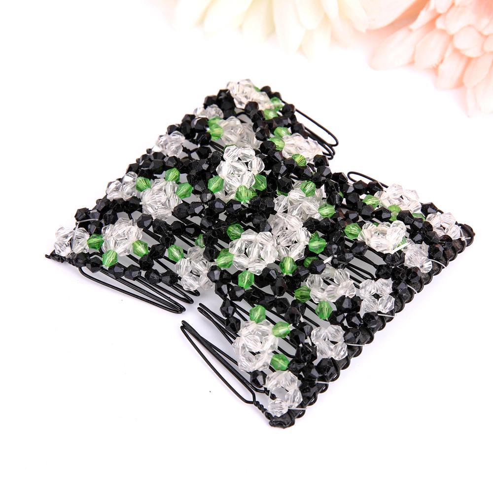 Модные женские волшебные бусины, эластичность, двойной зажим для волос, эластичный аксессуар