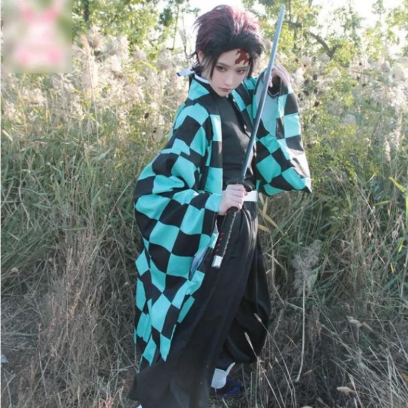 Аниме Demon Slayer Kamado Tanjirou Косплей Костюм Kimetsu No Yaiba Мультфильм Костюм Sutis Парики Хэллоуин Для Детей Взрослых CosParty