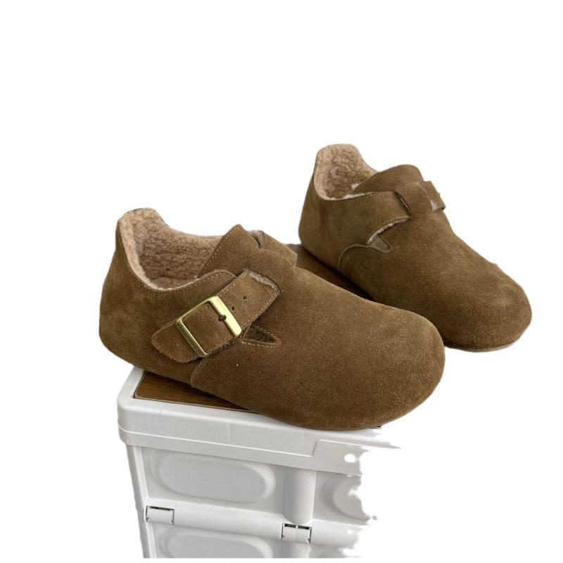 Издание осень и зима толстоподошвенные плюшевые туфли женская обувь носить тепло полушлепки хлопковые туфли